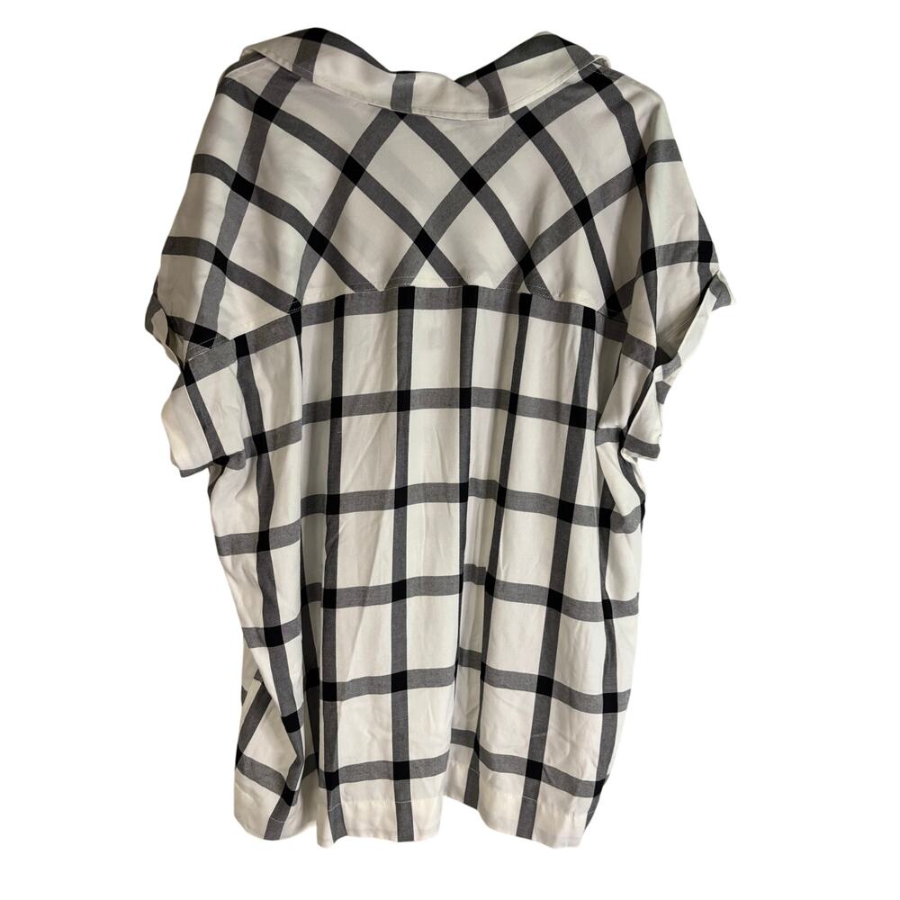 The Limited NWT Plaid Button Down Blouse Black White Womens XL - Picture 2 of 5